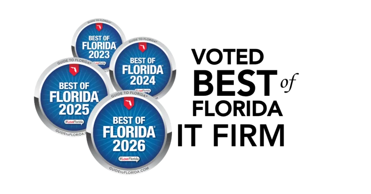 Voted Best of Florida IT Firm 2023, 2024, 2025, 2026 award badges